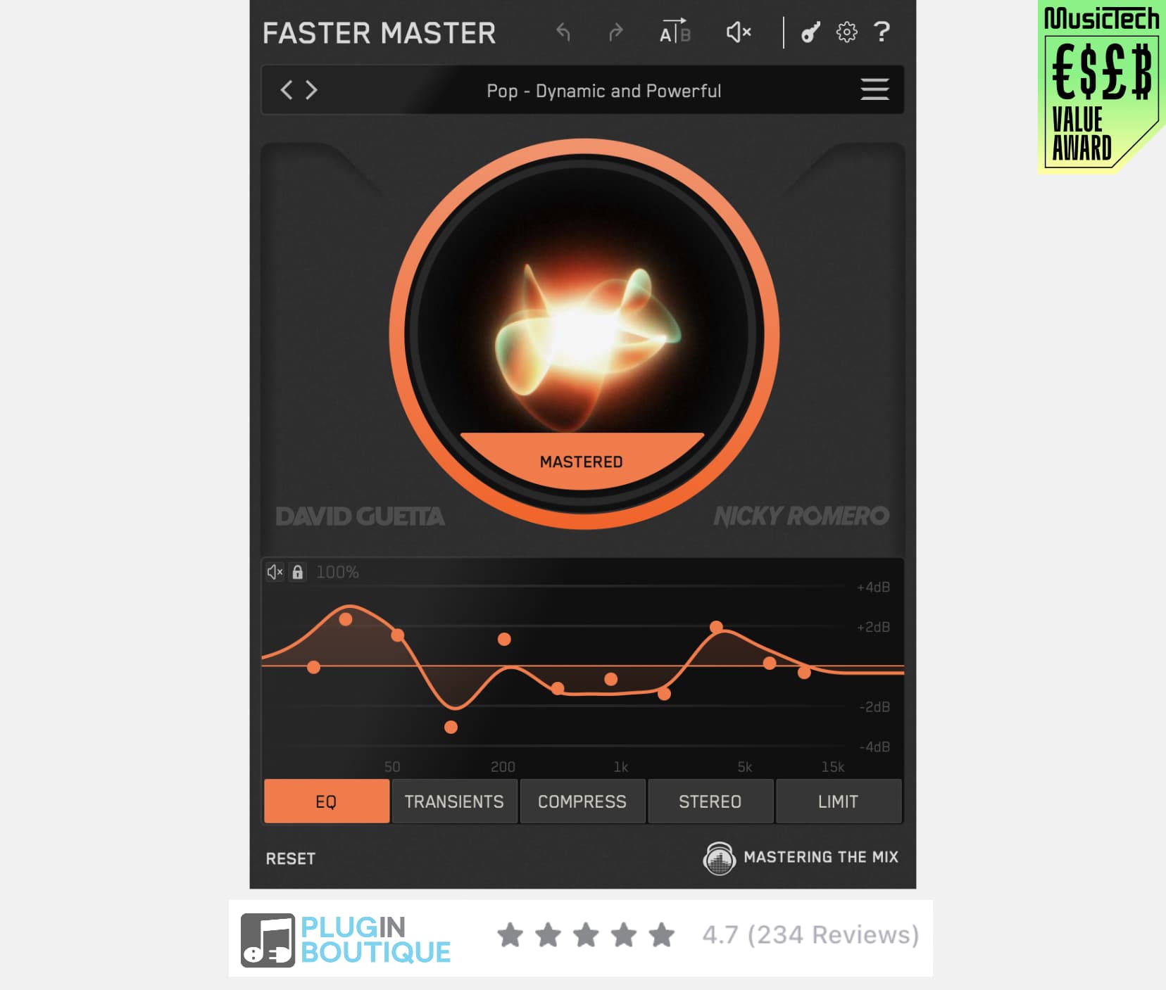 FASTER MASTER — smart mastering plugin co-created with David Guetta and Nicky Romero
